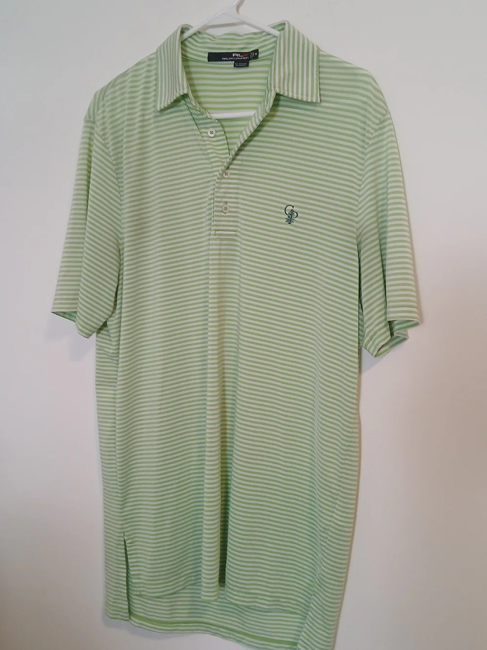 Ralph Lauren Pale Green & White Stripe Golf Polo Shirt